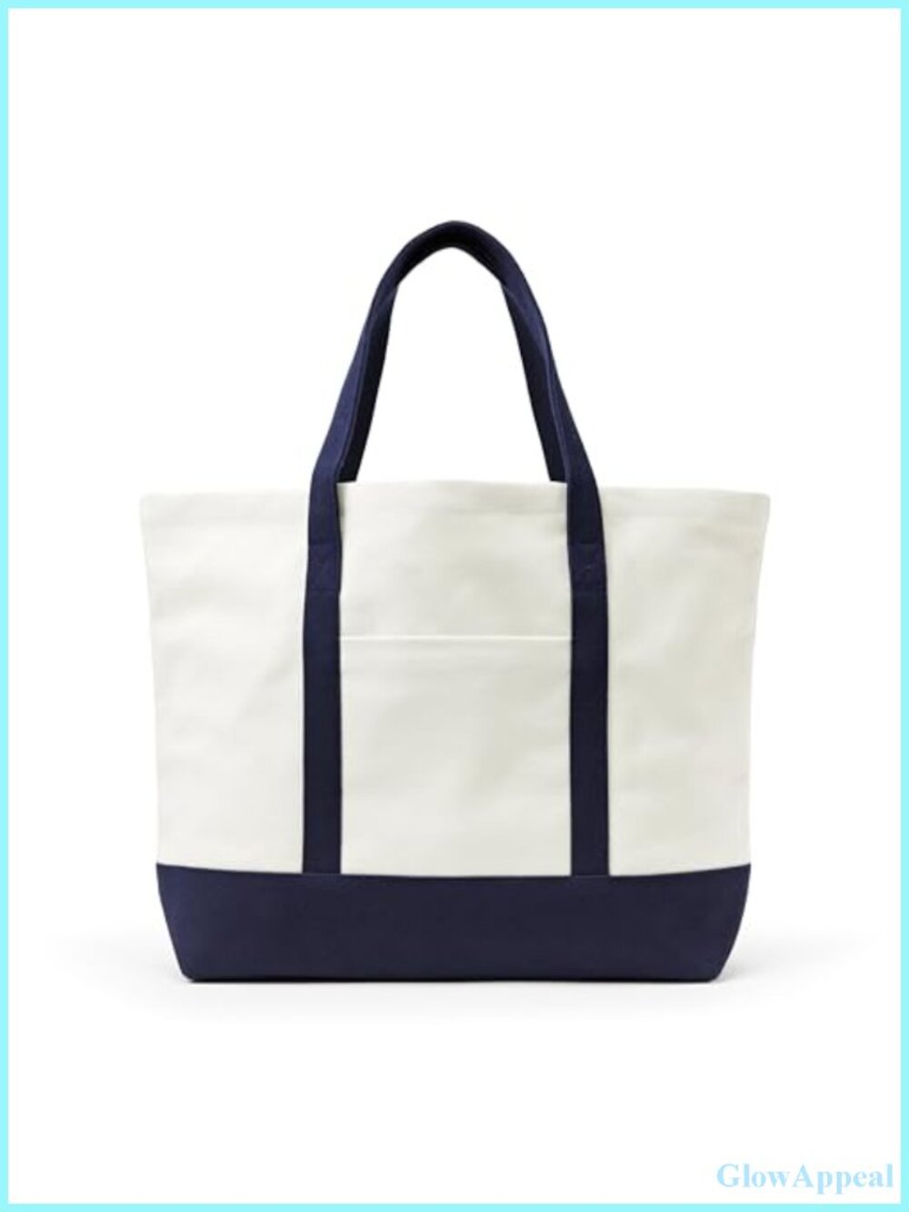 Heavy Duty Canvas Beach Tote Bag with PU Lining, Wipe-Clean Interior, Large